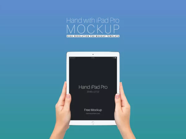 Free iPad Pro in Hands PSD Mockup