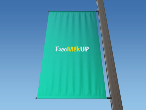 Rectangle Lamp Post Banner Mockup