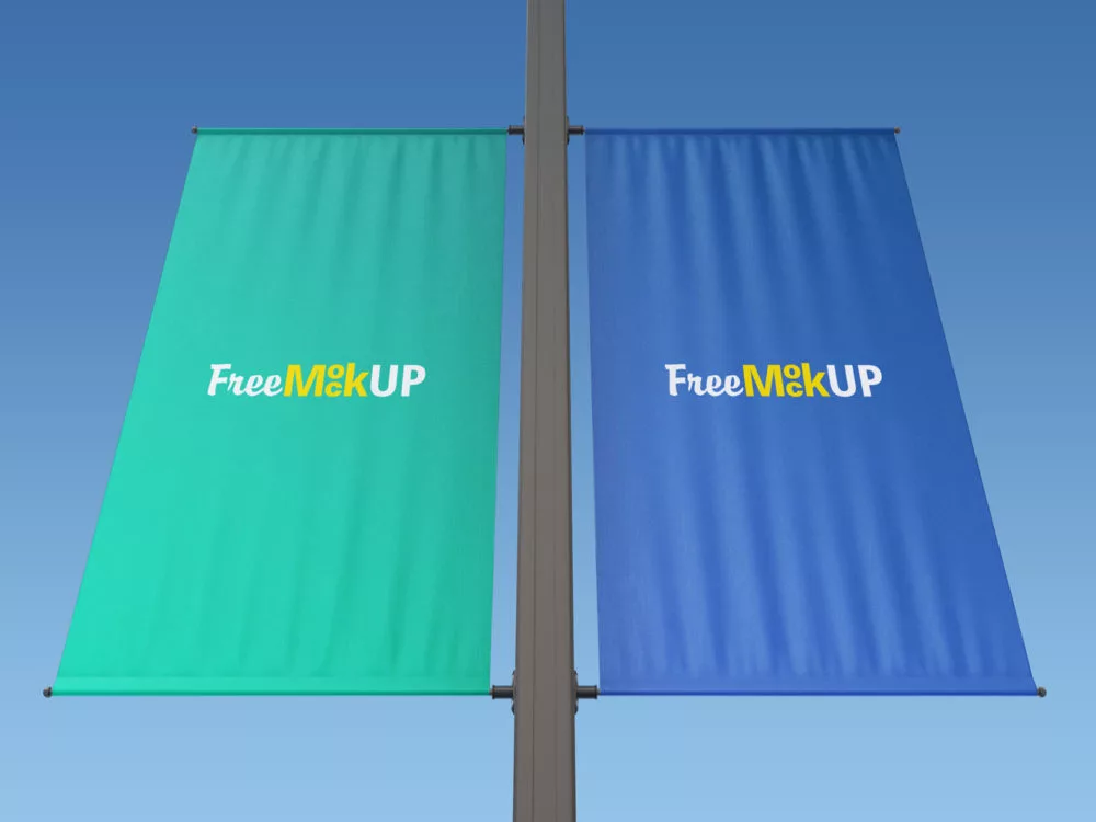 Rectangle Lamp Post Banner Mockup