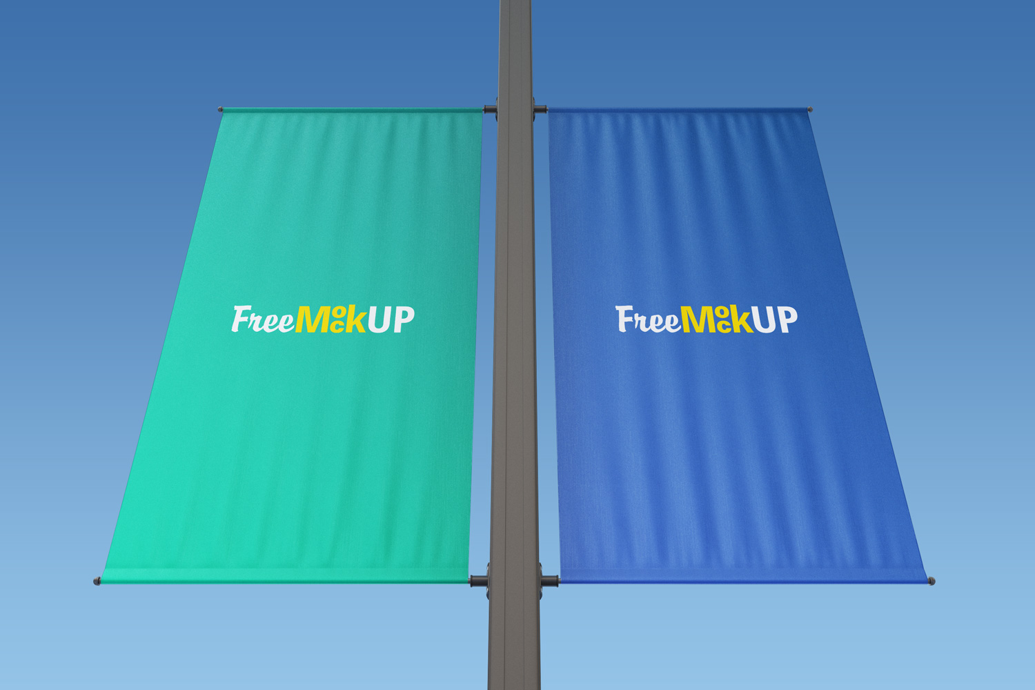 Download Rectangle Lamp Post Banner Mockup Free Mockup PSD Mockup Templates