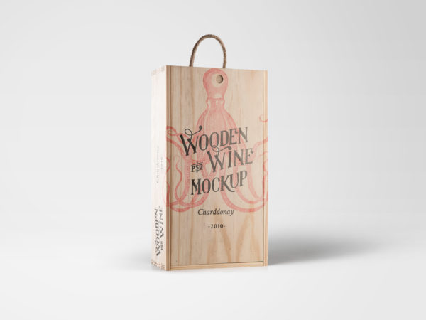 Free Wine Wood Box Mockup