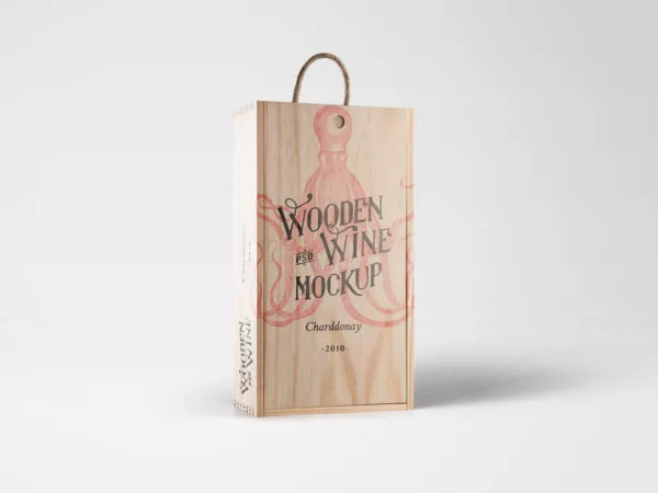 Wine Wood Box Mockup