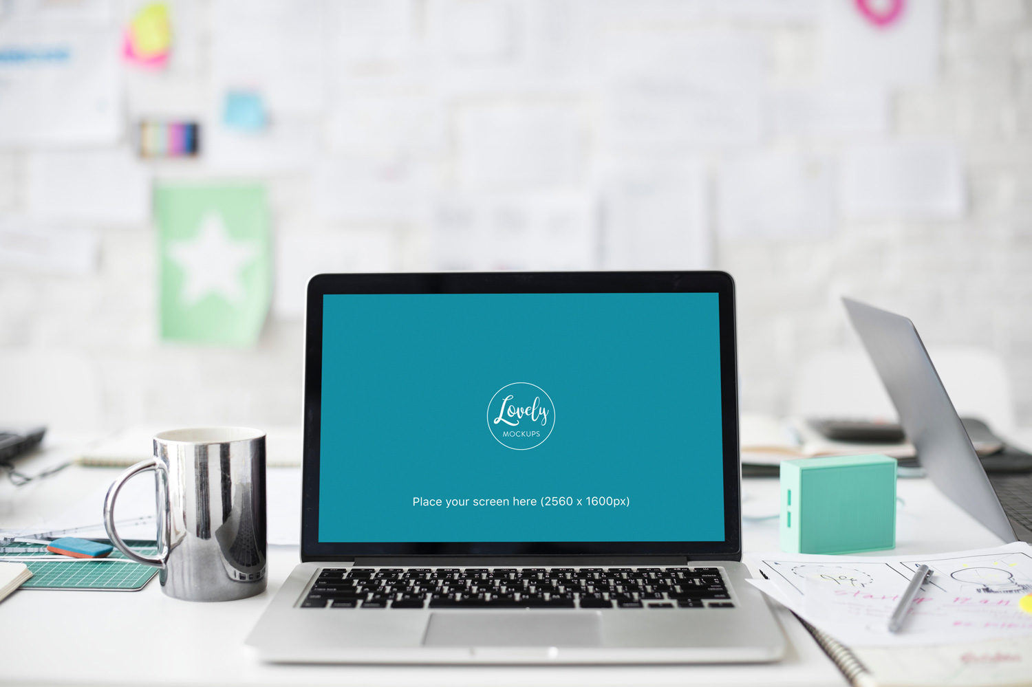 Macbook Pro On Office Desk Free Mockup