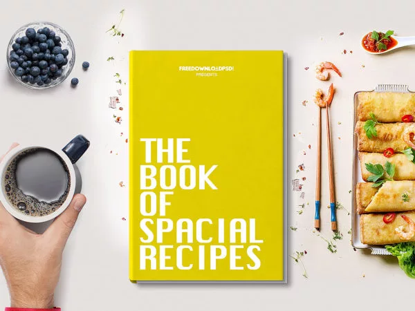 Book Cover with Recipes Free Mockup