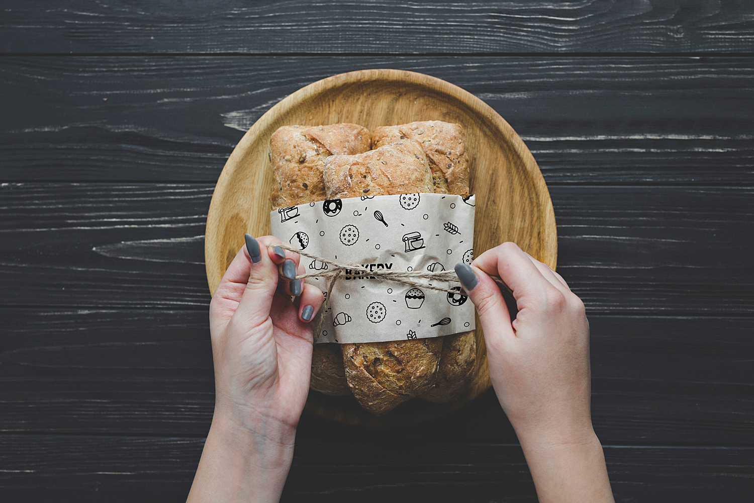 Download Bread Mockup with Hands | Free Mockup