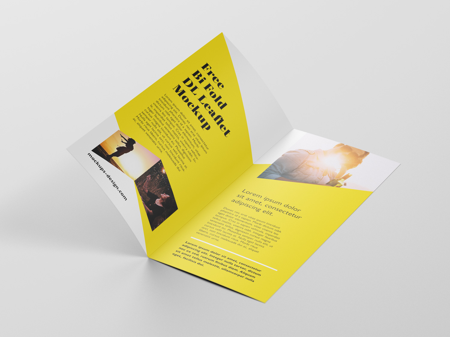 Bi-fold DL Brochure Mockup  Free Mockup Throughout Two Fold Brochure Template Psd