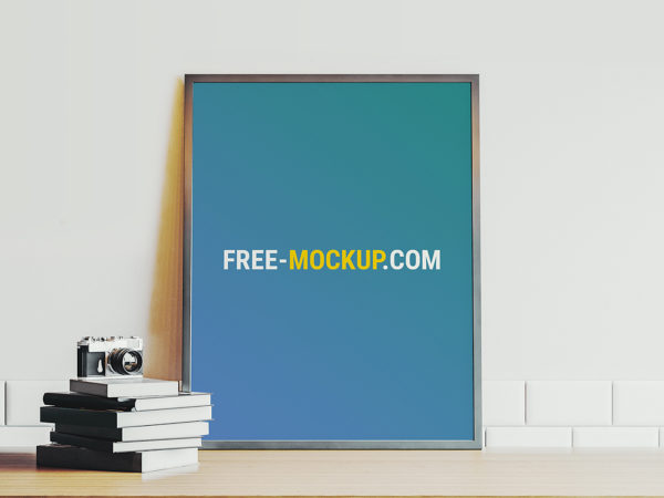 Poster on Wooden Table Mockup