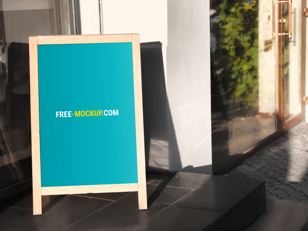 Free Outdoor Advertising Sign Stand Mockup PSD