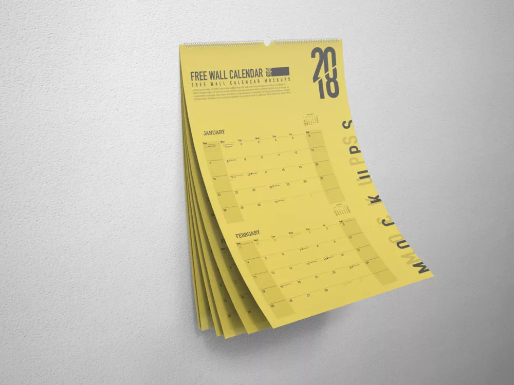 Free Wall Calendar Mockup