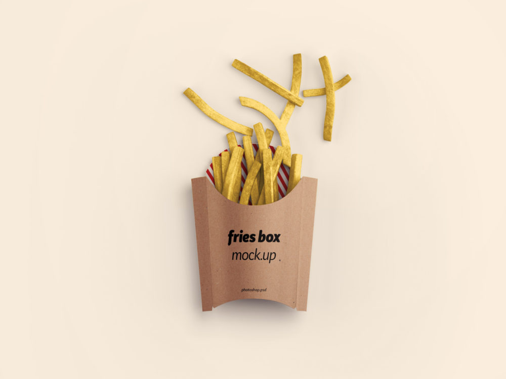 Fries Box Packaging Mockup PSD