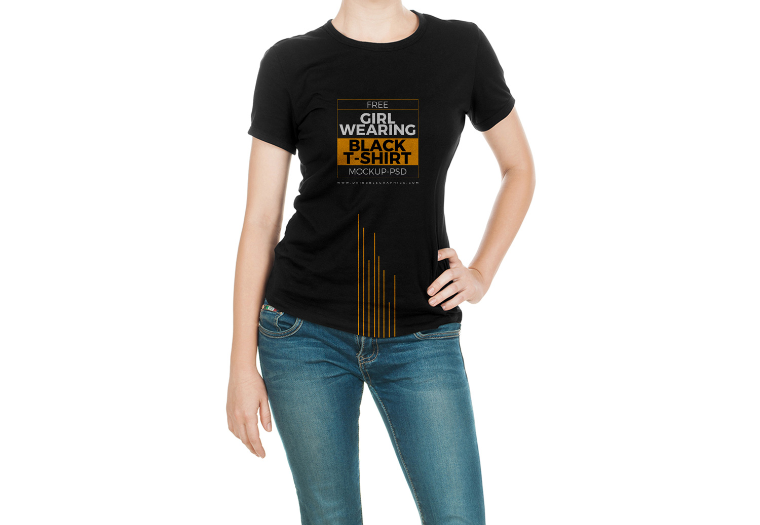 vedholdende grus Udlænding Girl Wearing Black T-Shirt Mock-Up - Free Mockup