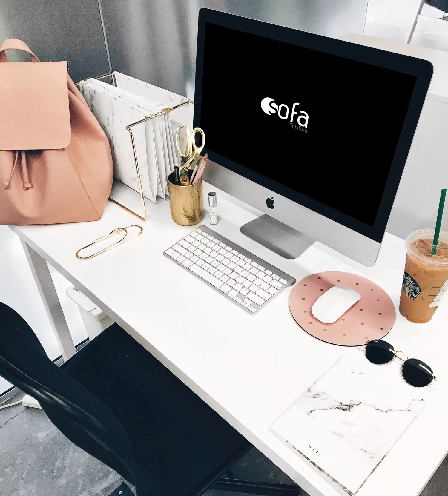 Girl Desk Workspace iMac Mockup Free Mockup