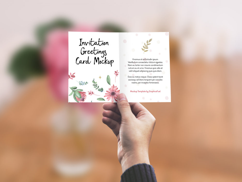 Invitation Greeting Card in Hand Mockup