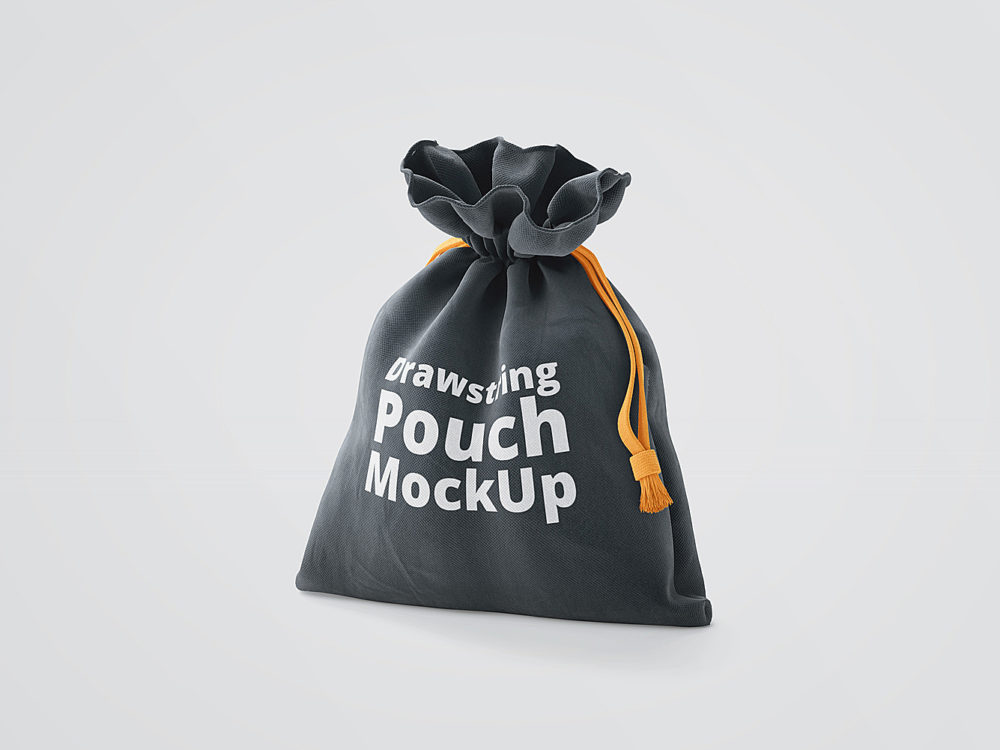 Leather drawstring pouch mockup