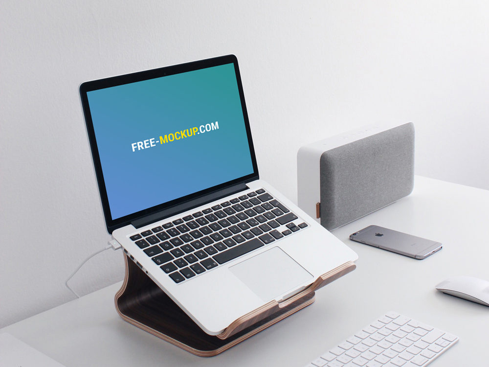 MacBook Pro on Stand Mockup