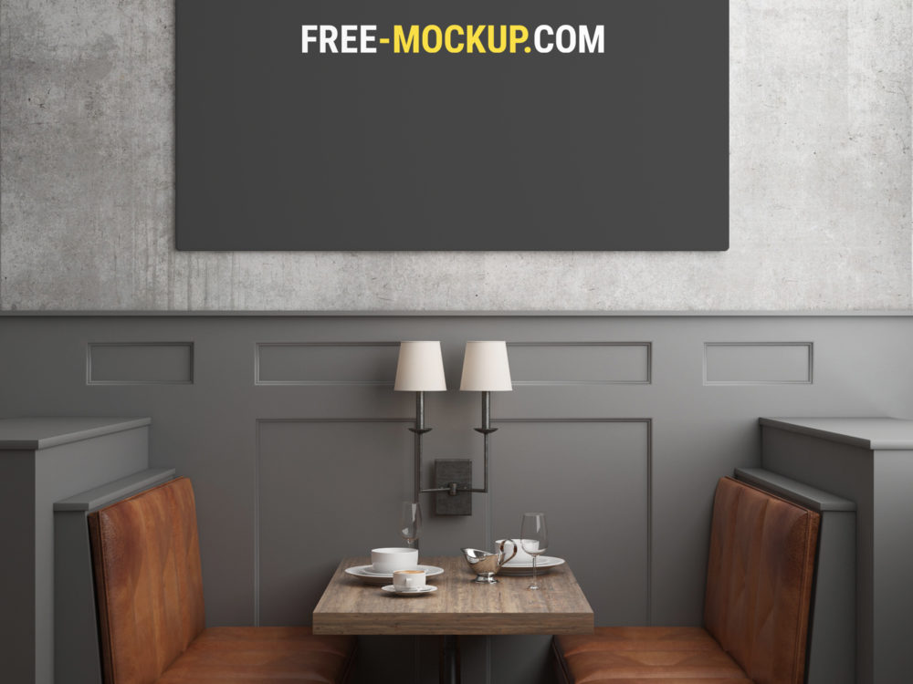 Download Restaurant Poster Painting Mockup Free Mockup