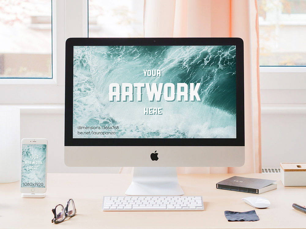 Imac Desktop And Iphone Mockup Free Mockup