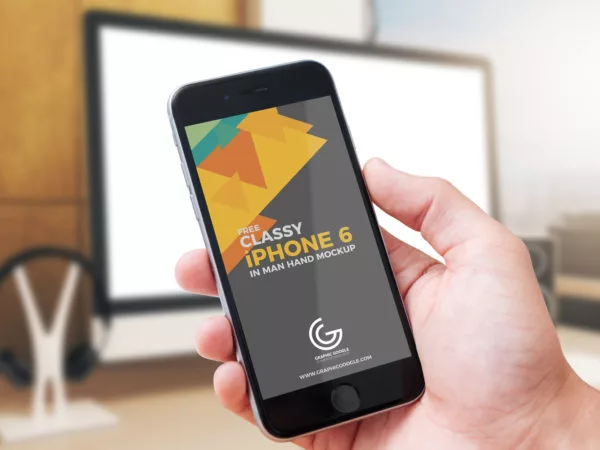 iPhone 6 in Man Hand Mockup 2018