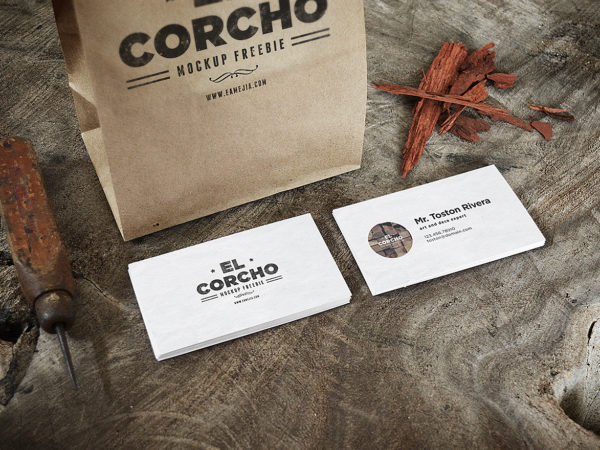Crafted Business Card Mockup Free