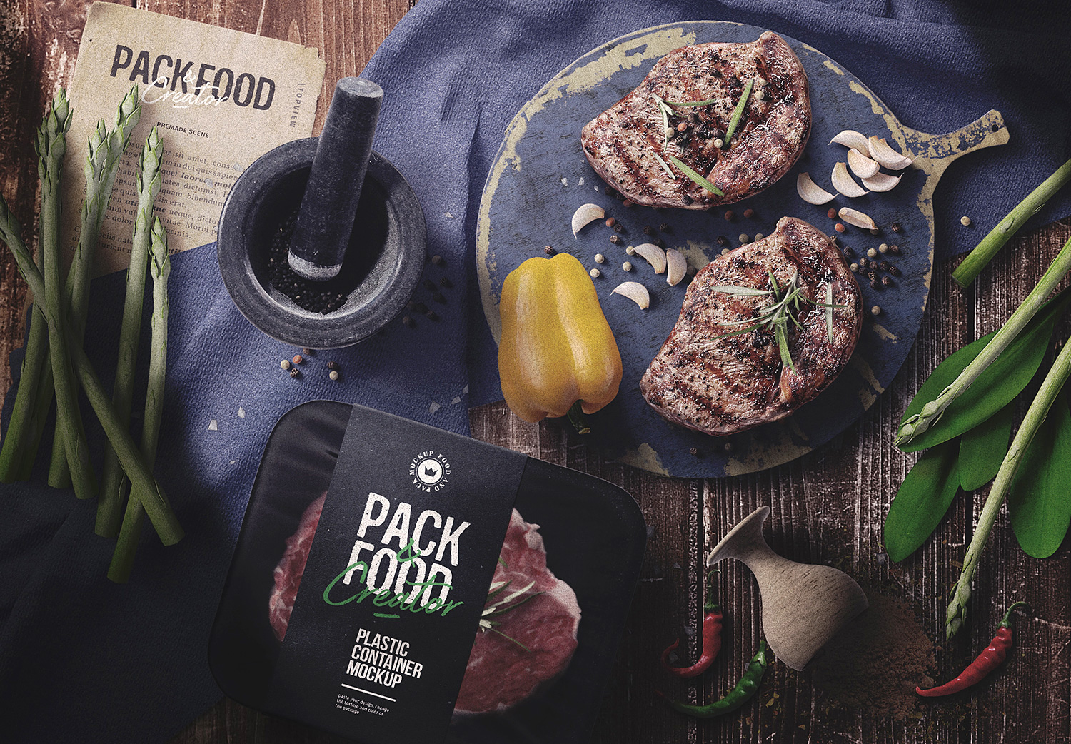 Download Food And Pack Free Scene Psd Free Mockup