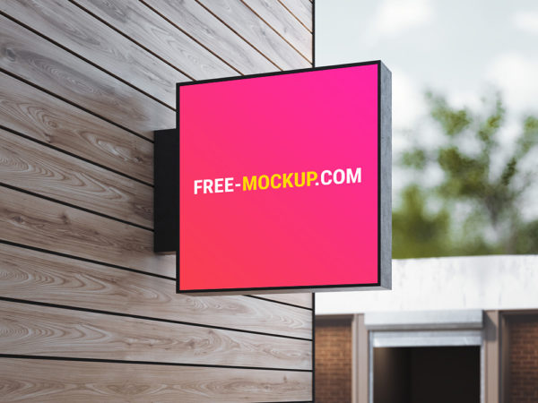 Free Wall Hanging Sign Mockup