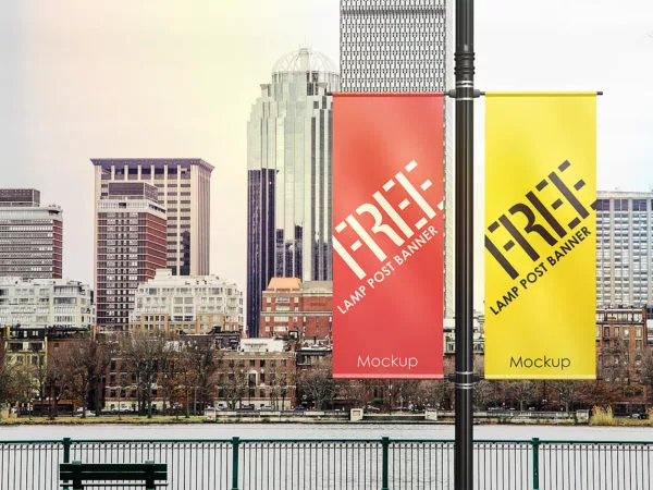 Lamp Post Banner Mock-Up Free
