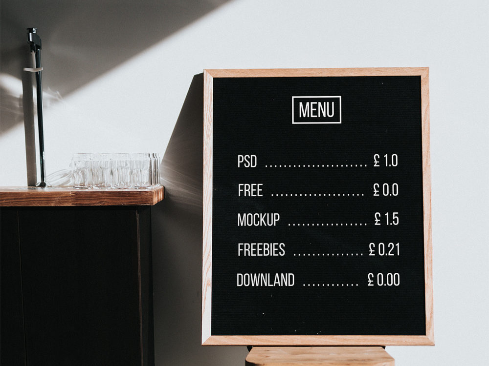 Menu Board Mockup Free