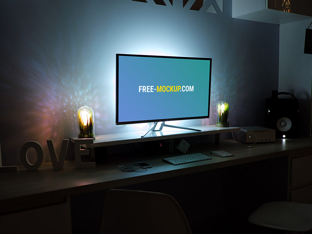 Monitor screen mockup free psd | free mockup