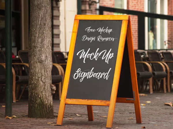 Signboard Free Mockup. Chalkboard Mockup