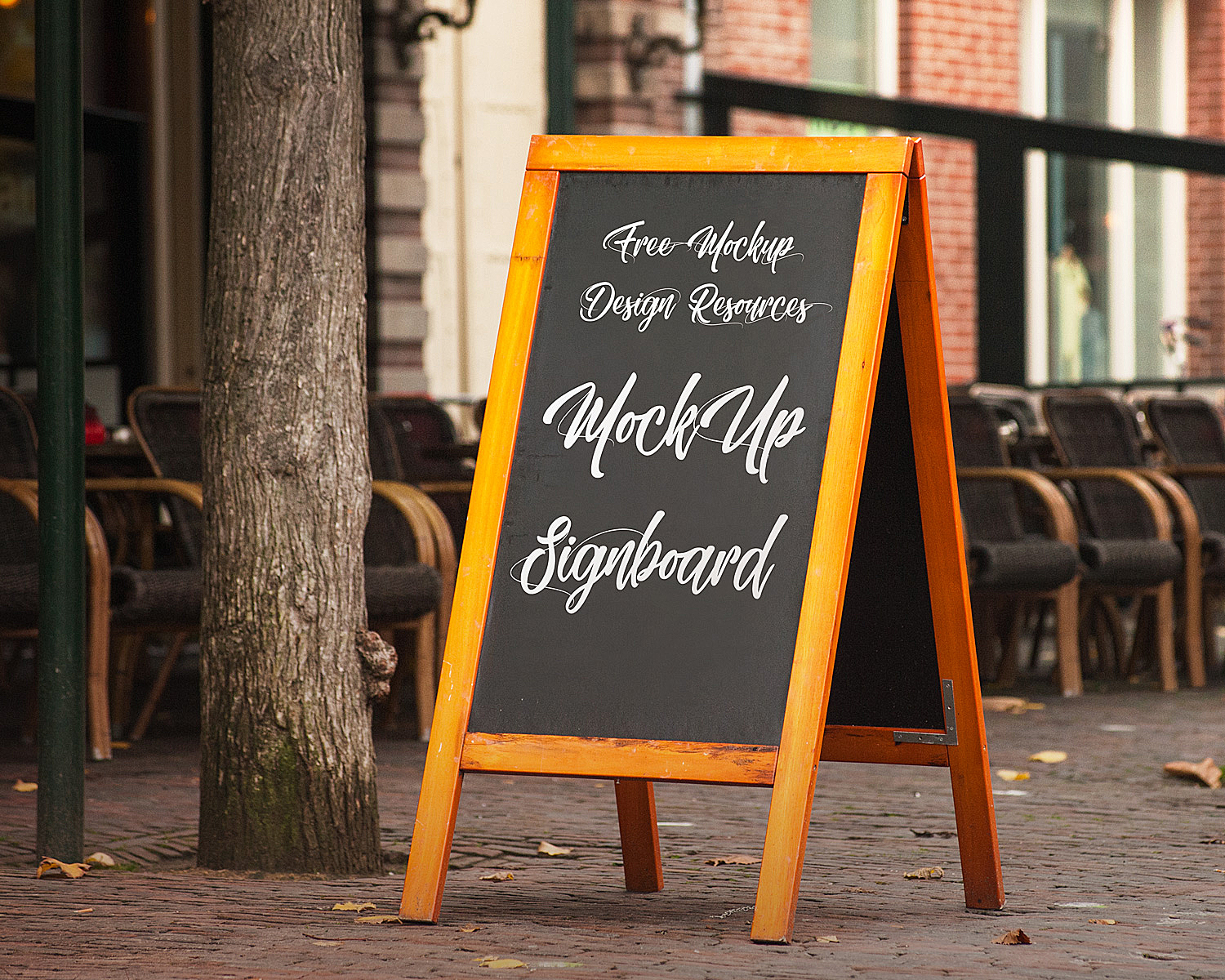 mockup chalkboard psd signboard sandwich stand restaurant wooden menu mockups mock cafe smart chalk advertising template commercial presentation photoshop branding