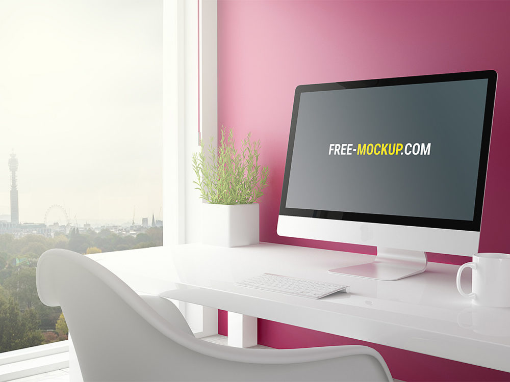 Workspace iMac Mockup Free