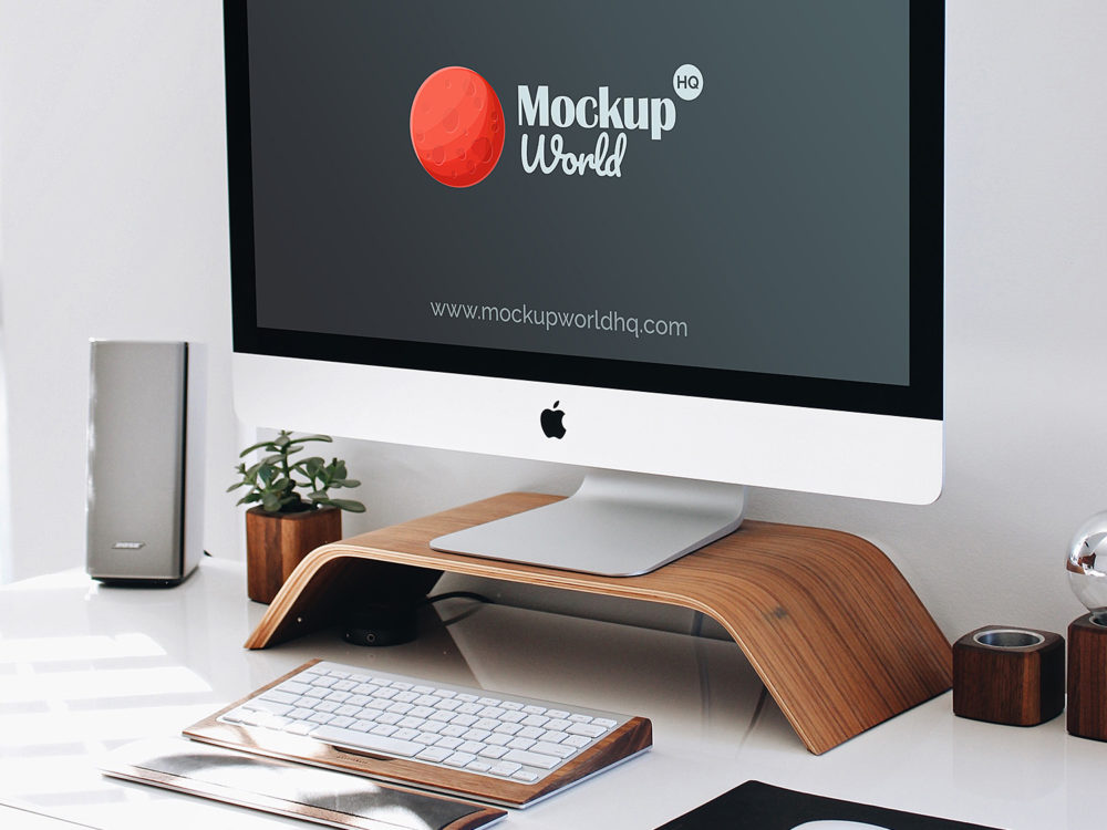 Imac workspace mockup psd free | free mockup