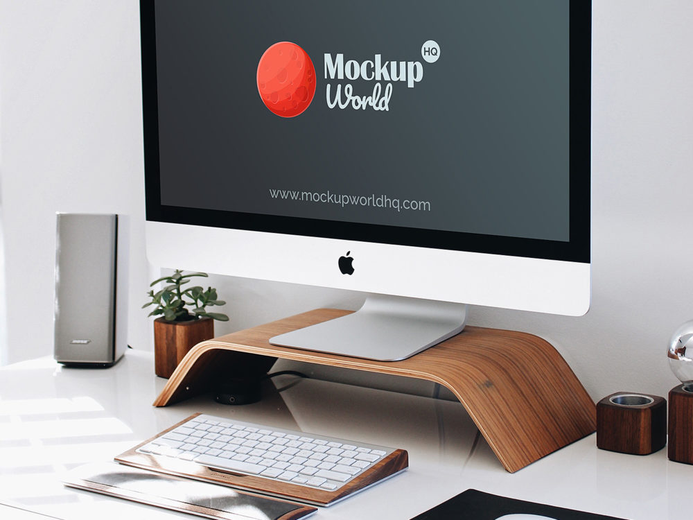 iMac Workspace Mockup PSD Free