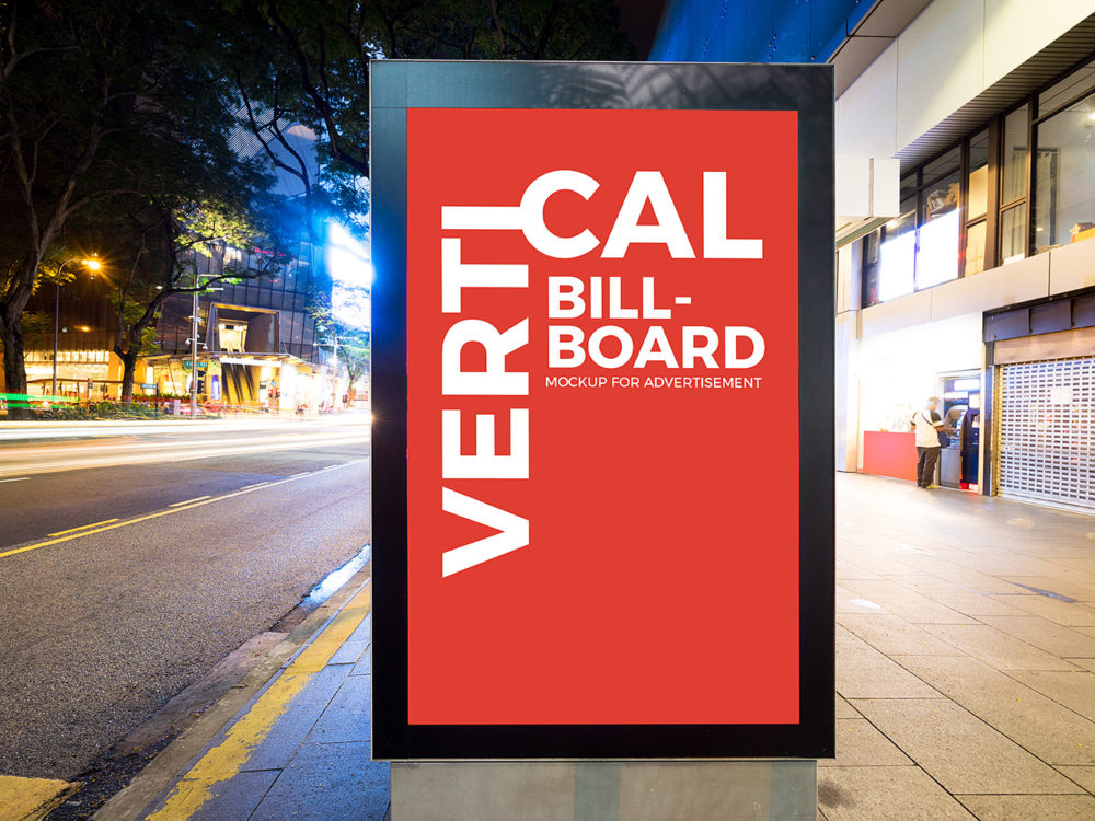 City Street Vertical Billboard Mockup Free