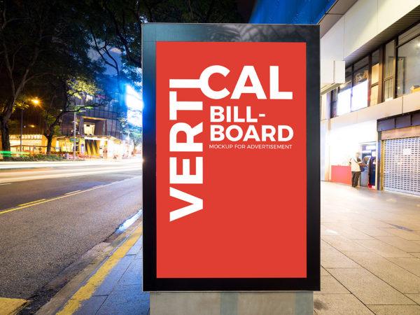 City Street Vertical Billboard Mockup Free