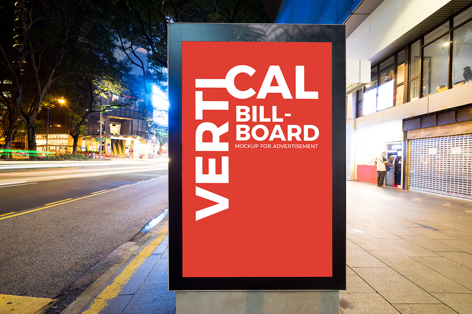 Download City Street Vertical Billboard Mockup Free | Free Mockup