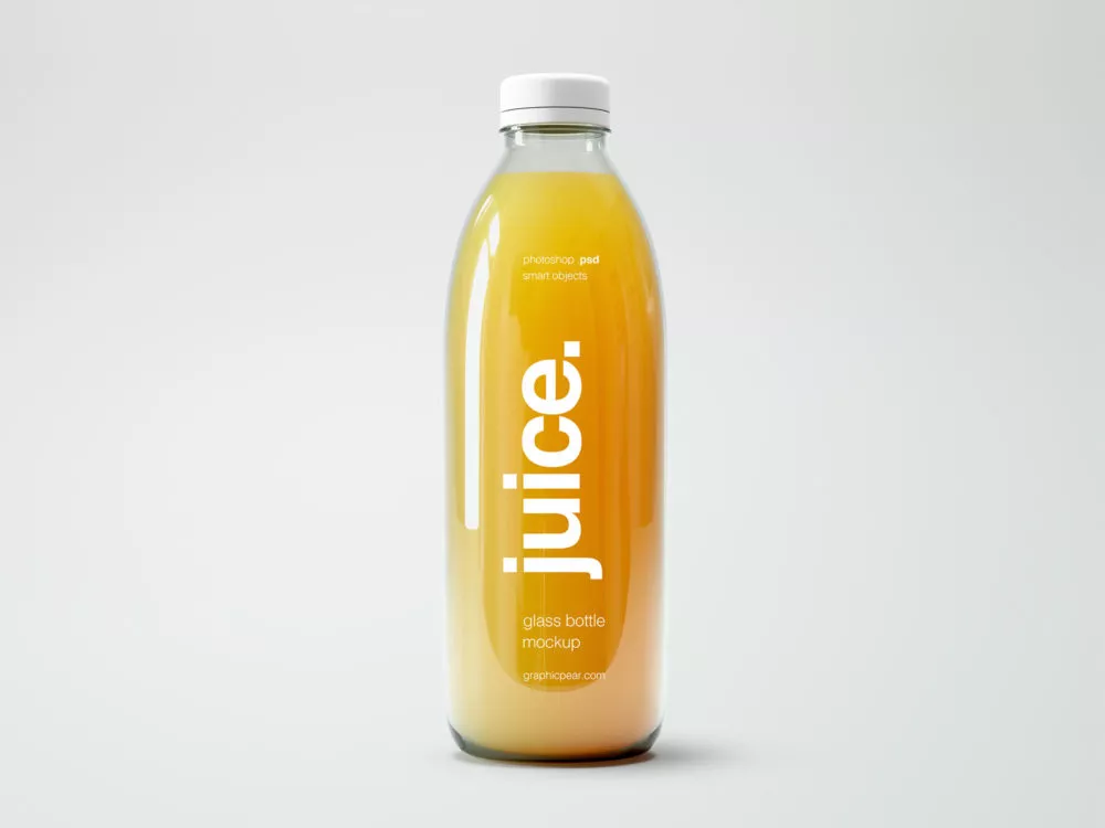 Small Glass Bottle Juice Mockup