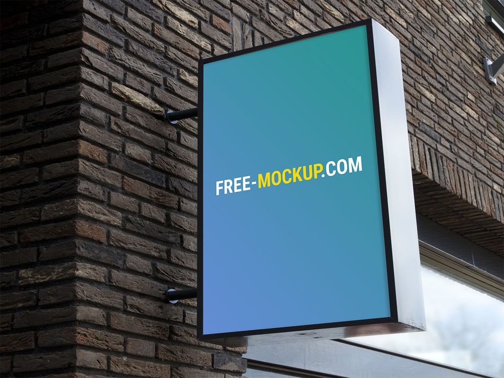 Outdoor Advertising Wall Sign Board Mockup