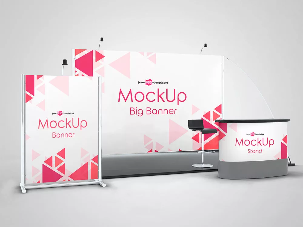 3 Exhibition Stand Mock-ups Free in PSD