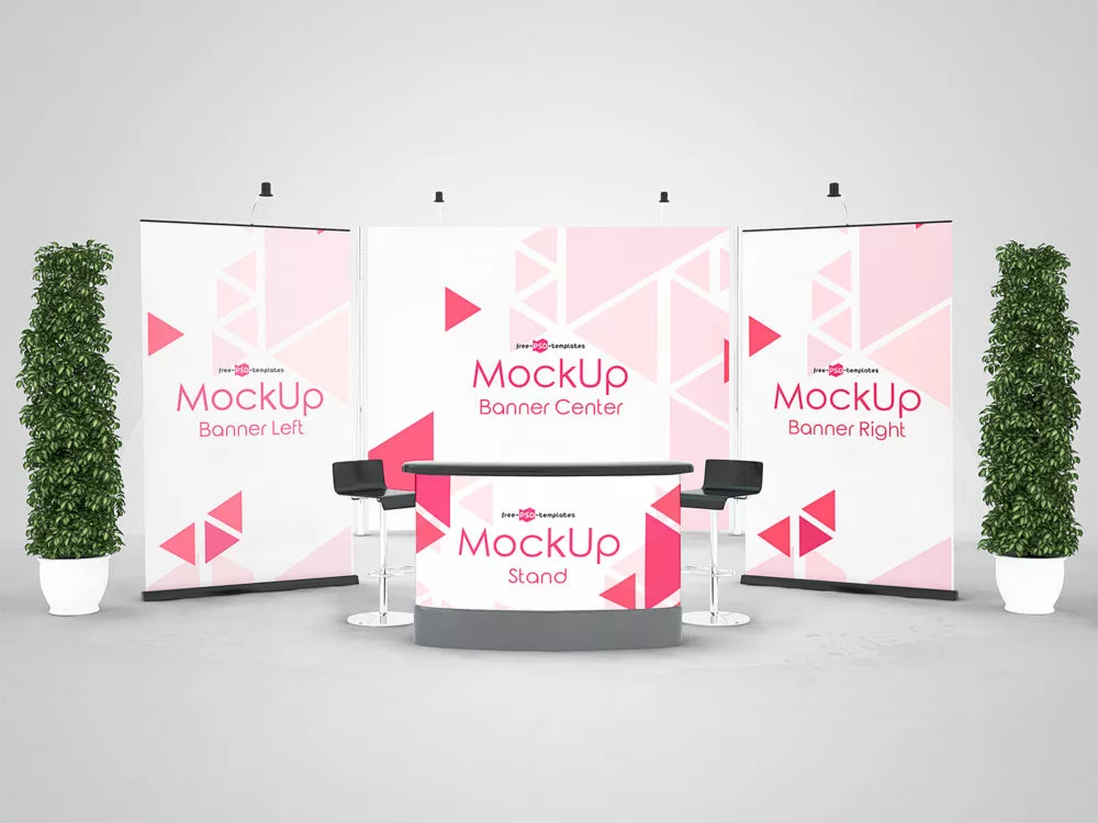 3 Exhibition Stand Mock-ups Free in PSD