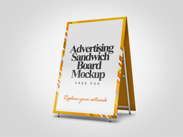 Advertising Sandwich Board Mockup PSD Free