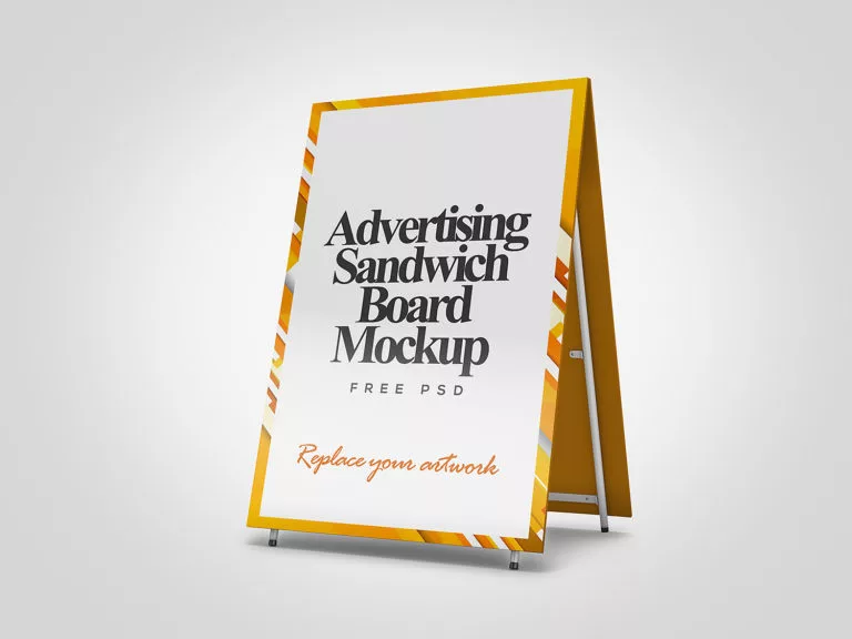 Download Advertising Sandwich Board Mockup PSD Free | Free Mockup