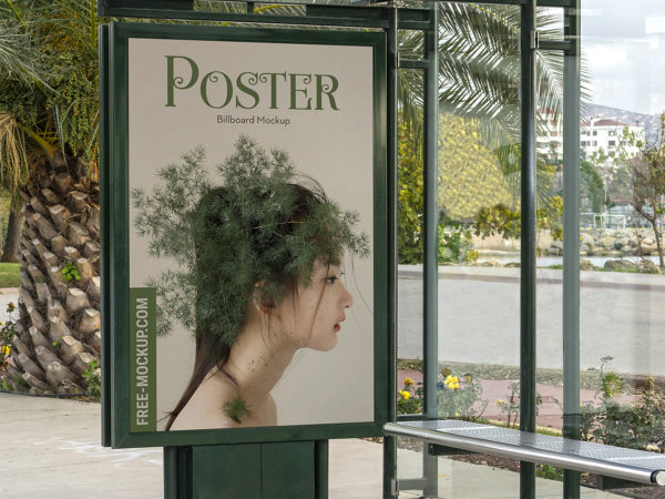 Bus Stop Poster City Light Mockup Free