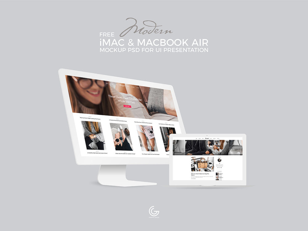 Free modern imac macbook air mockup psd for ui presentation | free mockup
