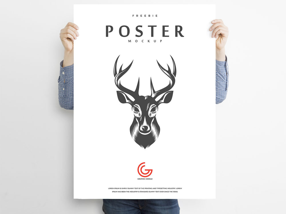 Man Holding Advertisement Poster Mockup