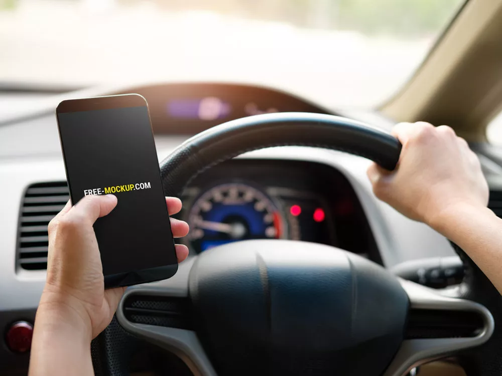 Mobile Screen in Car Mockup