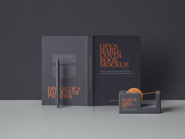 Open Hardcover Book Mockup