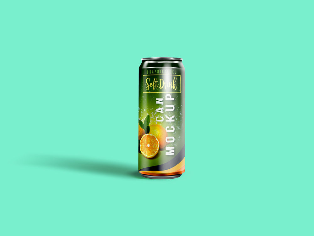 Soft Drink Can Mockup PSD