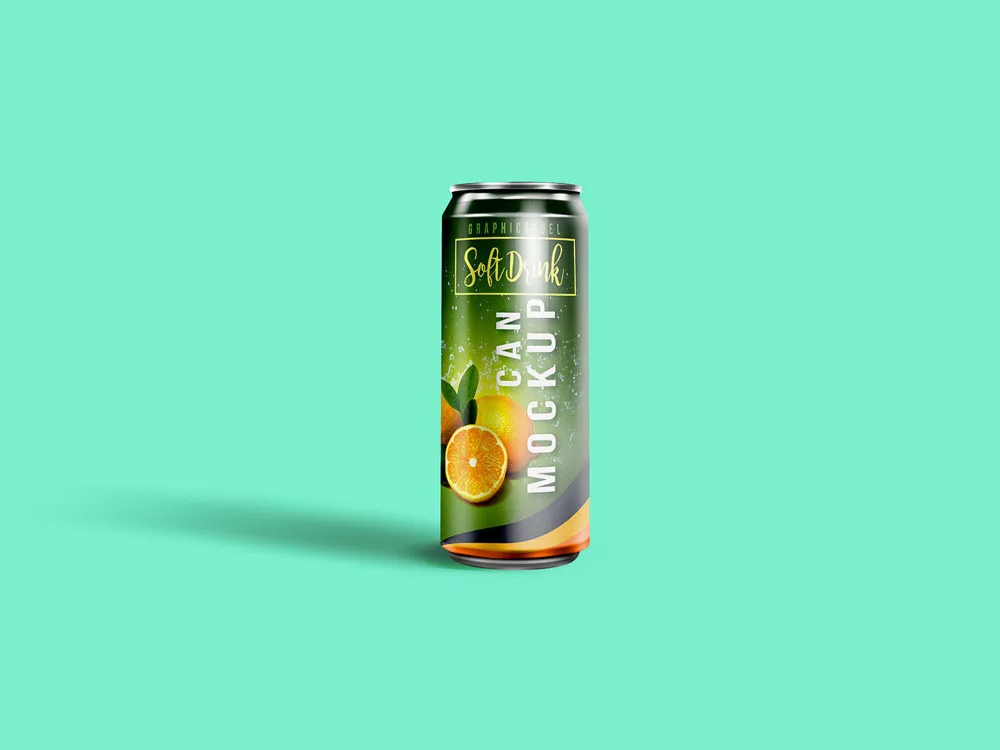 Soft Drink Can Mockup PSD