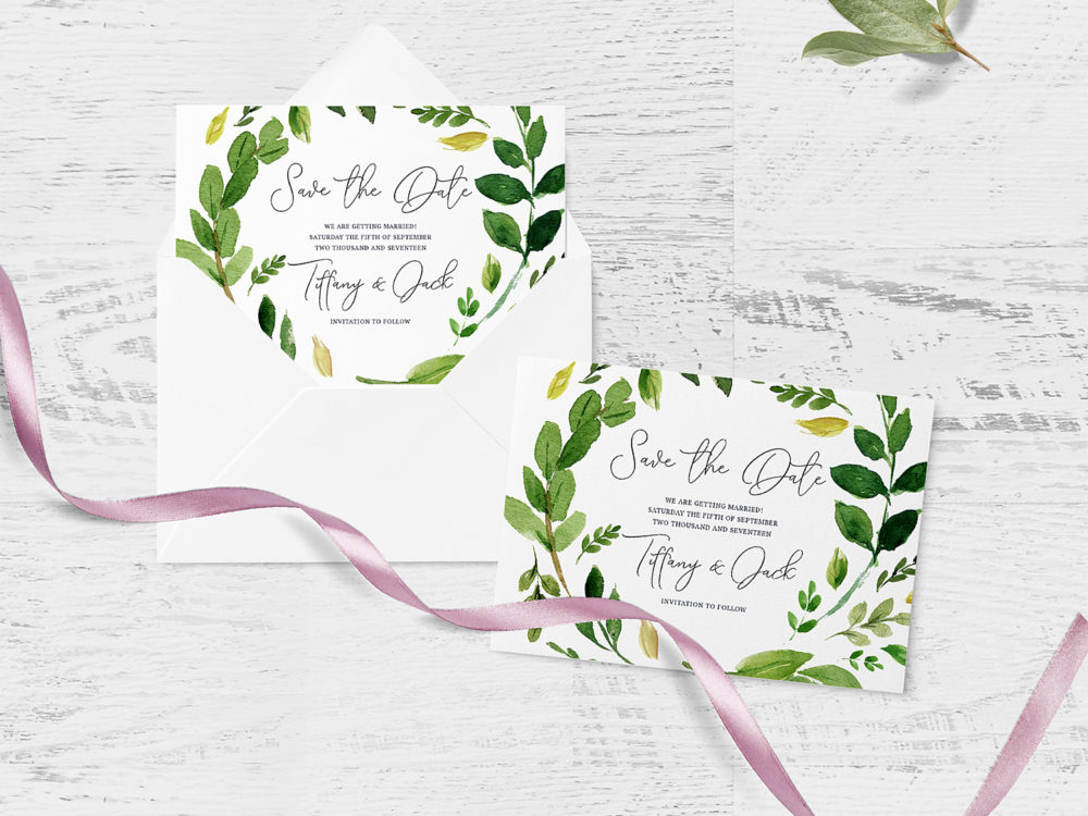 Wedding Invitation Card and Envelope Mockup